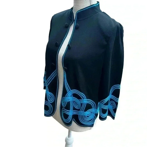 MING WANG WOMEN’S BLACK AND GREEN LUXURY SWEATER•SIZE M•GREAT QUALITY• - Picture 4 of 12